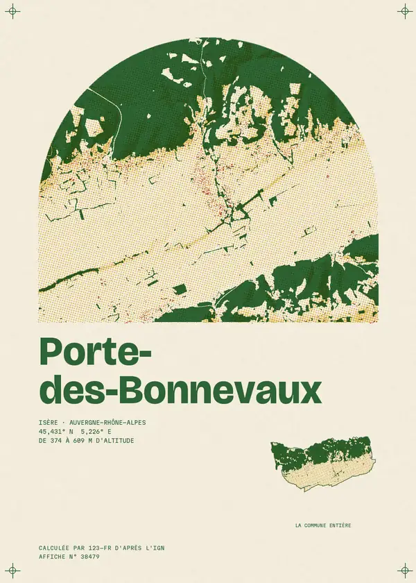 Affiche de Porte-des-Bonnevaux, calculée par 123-fr d'après l'IGN