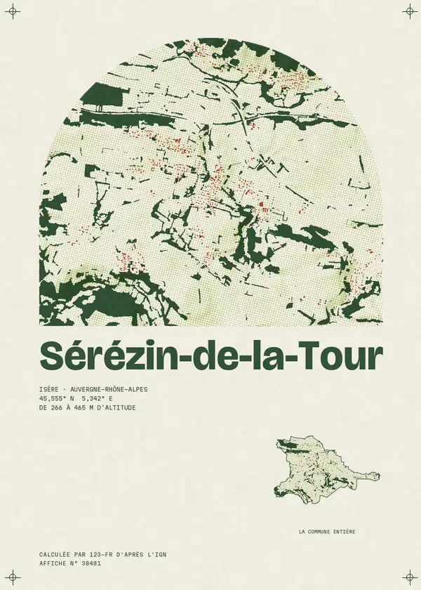 Affiche de Sérézin-de-la-Tour, calculée par 123-fr d'après l'IGN