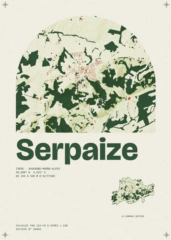 Affiche de Serpaize, calculée par 123-fr d'après l'IGN