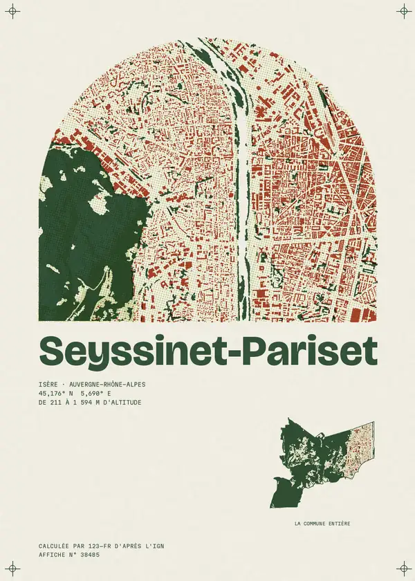 Affiche de Seyssinet-Pariset, calculée par 123-fr d'après l'IGN
