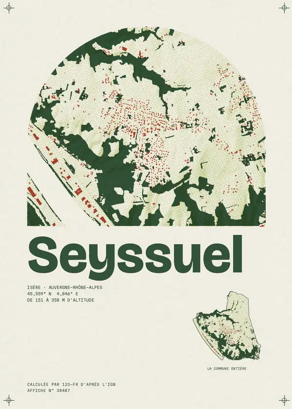 Affiche de Seyssuel, calculée par 123-fr d'après l'IGN