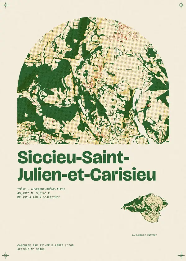 Affiche de Siccieu-Saint-Julien-et-Carisieu, calculée par 123-fr d'après l'IGN