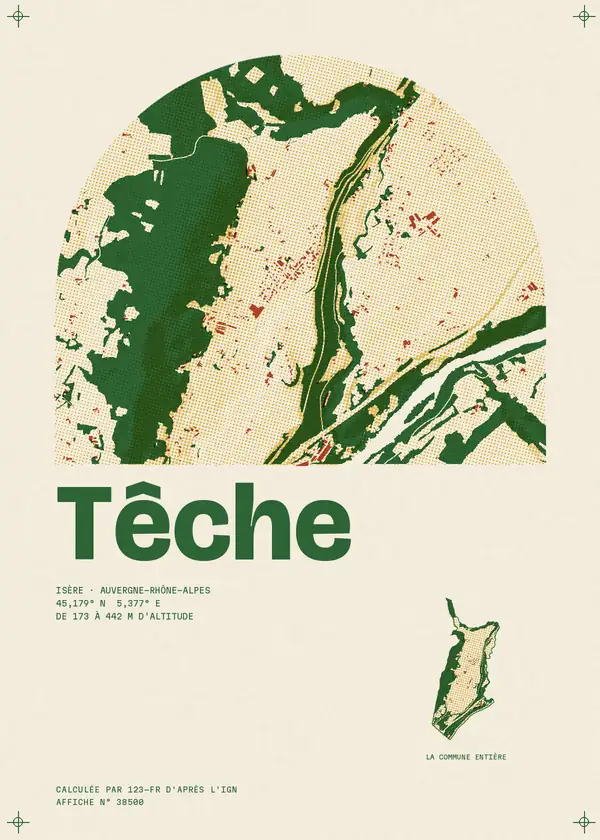 Affiche de Têche, calculée par 123-fr d'après l'IGN
