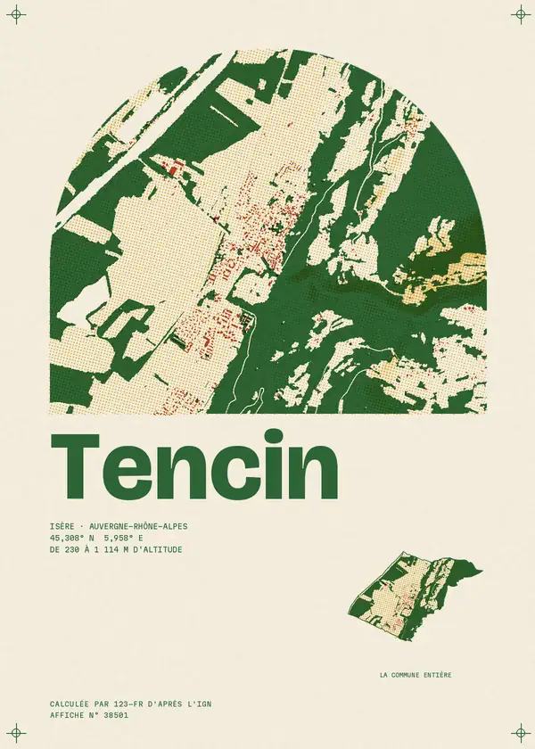 Affiche de Tencin, calculée par 123-fr d'après l'IGN