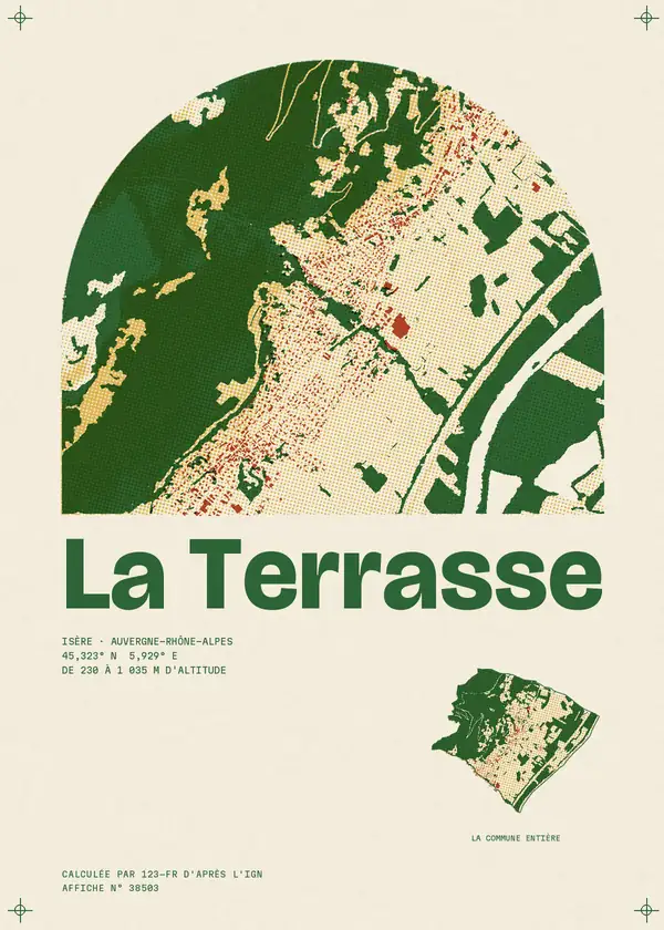 Affiche de La Terrasse, calculée par 123-fr d'après l'IGN