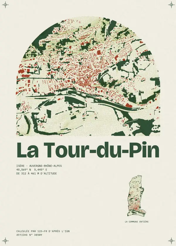 Affiche de La Tour-du-Pin, calculée par 123-fr d'après l'IGN
