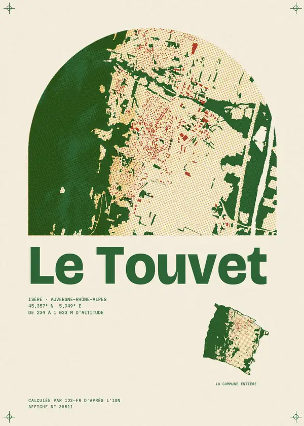 Affiche de Le Touvet, calculée par 123-fr d'après l'IGN