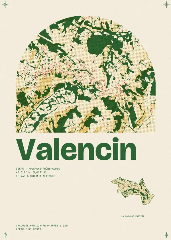Affiche de Valencin, calculée par 123-fr d'après l'IGN