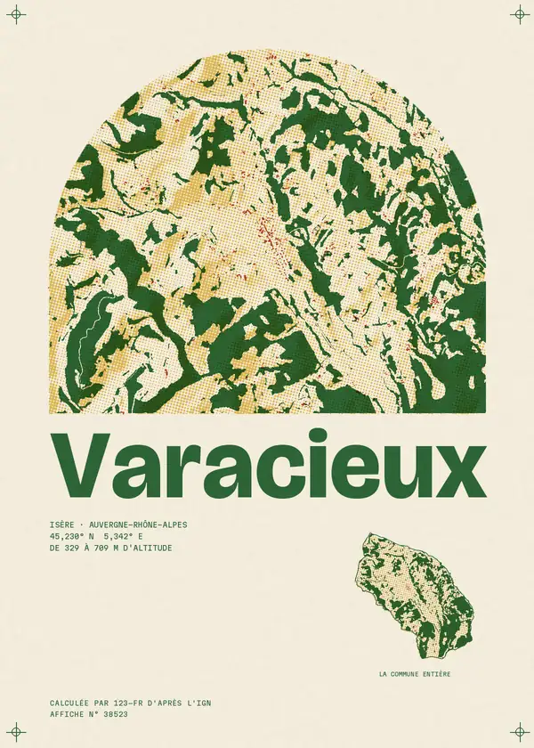 Affiche de Varacieux, calculée par 123-fr d'après l'IGN