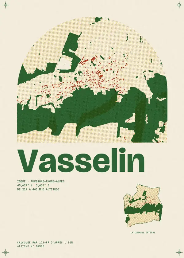 Affiche de Vasselin, calculée par 123-fr d'après l'IGN