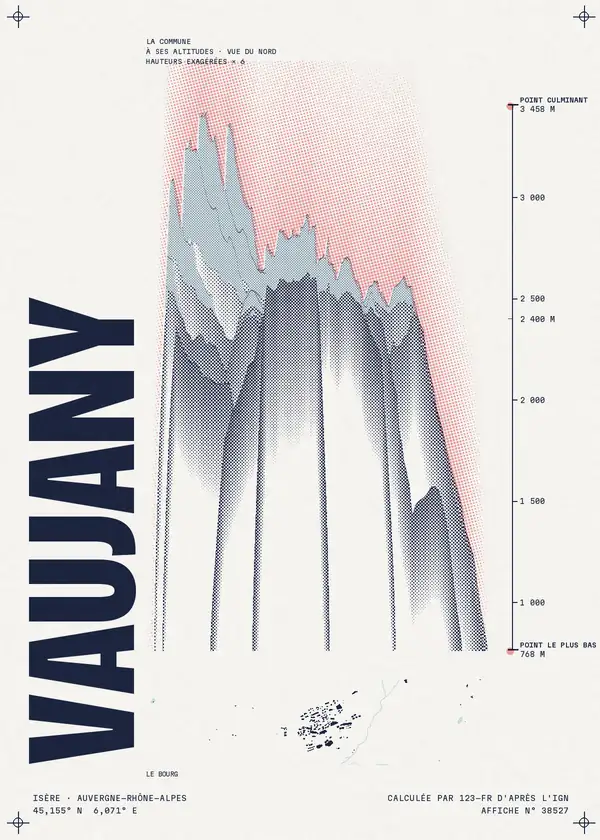 Affiche de Vaujany, calculée par 123-fr d'après l'IGN