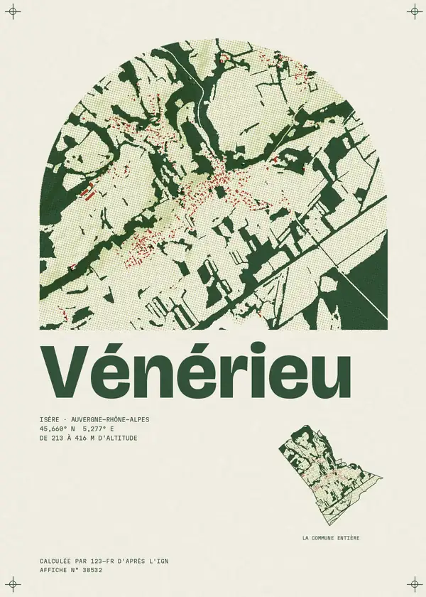 Affiche de Vénérieu, calculée par 123-fr d'après l'IGN