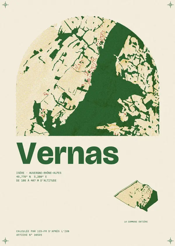 Affiche de Vernas, calculée par 123-fr d'après l'IGN