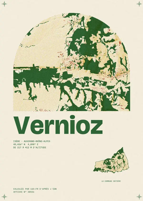 Affiche de Vernioz, calculée par 123-fr d'après l'IGN