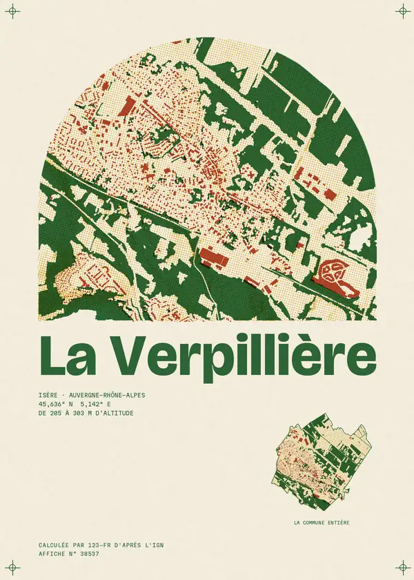 Affiche de La Verpillière, calculée par 123-fr d'après l'IGN