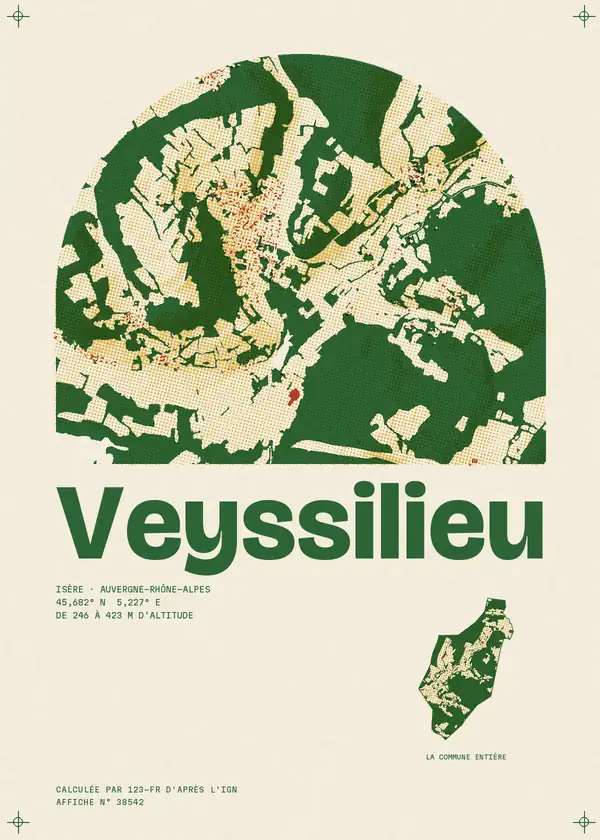 Affiche de Veyssilieu, calculée par 123-fr d'après l'IGN