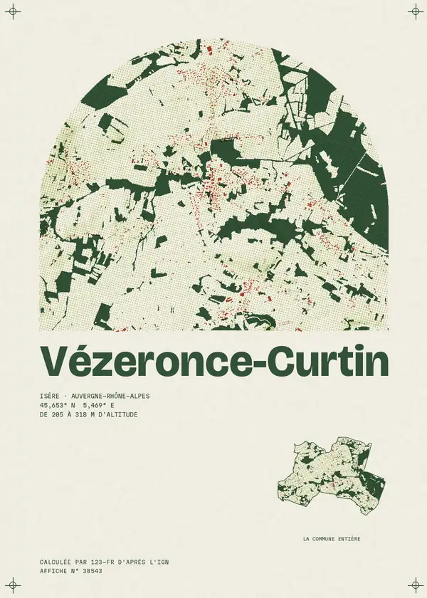 Affiche de Vézeronce-Curtin, calculée par 123-fr d'après l'IGN