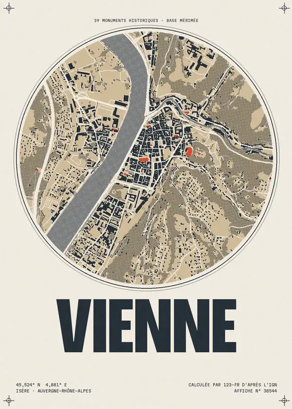Affiche de Vienne, calculée par 123-fr d'après l'IGN