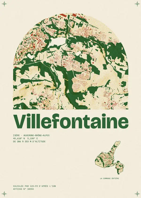 Affiche de Villefontaine, calculée par 123-fr d'après l'IGN