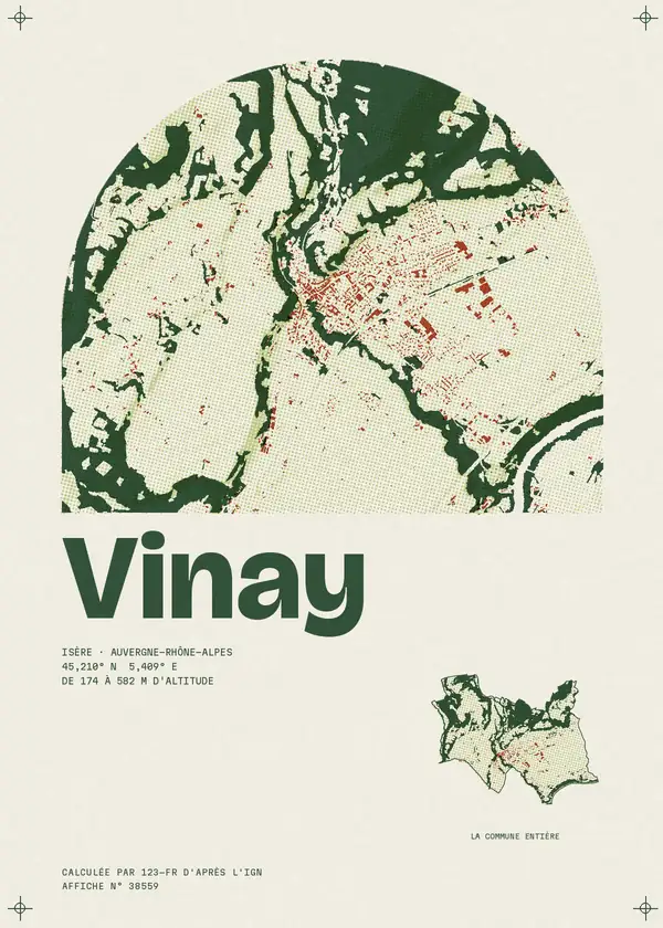 Affiche de Vinay, calculée par 123-fr d'après l'IGN