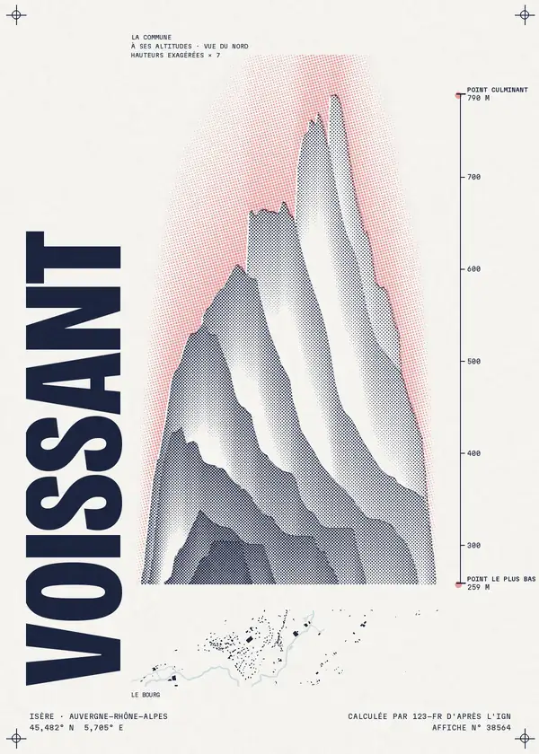 Affiche de Voissant, calculée par 123-fr d'après l'IGN