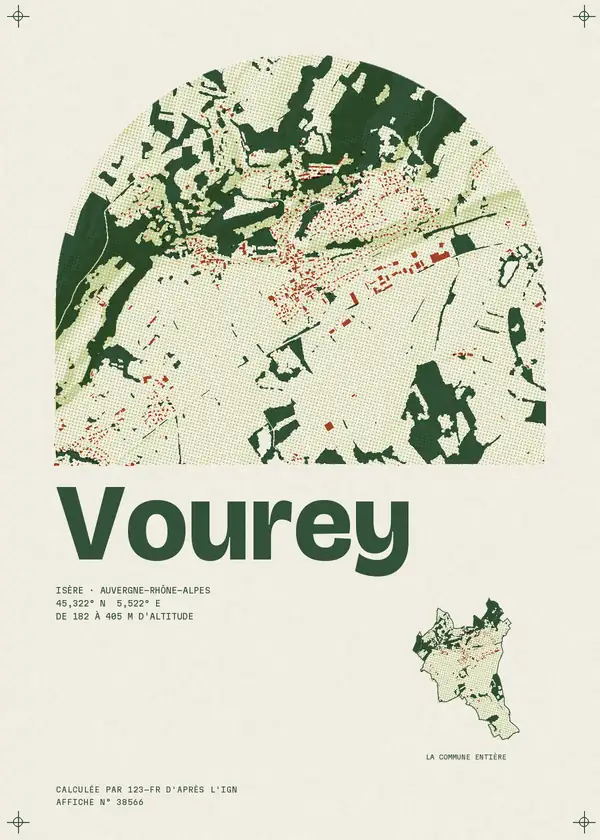Affiche de Vourey, calculée par 123-fr d'après l'IGN