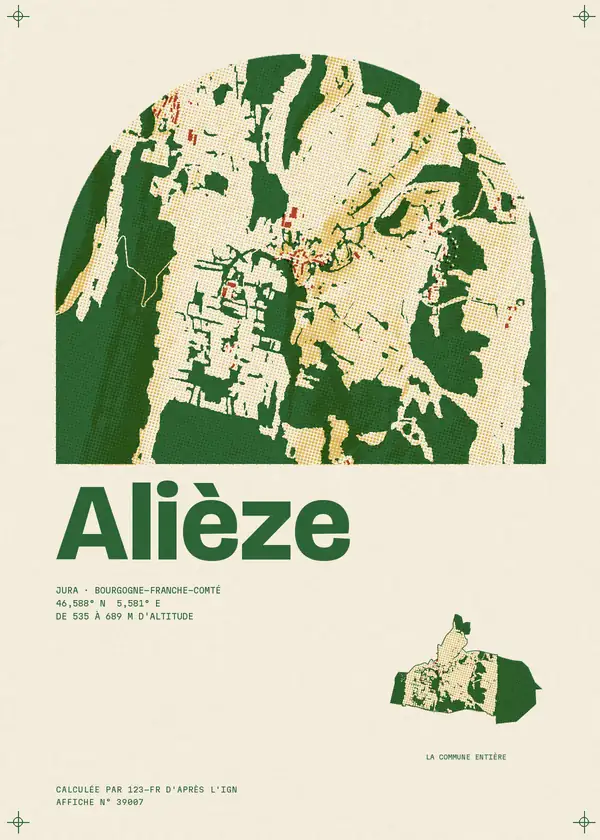 Affiche de Alièze, calculée par 123-fr d'après l'IGN