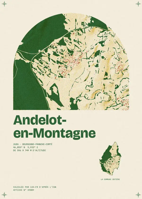 Affiche de Andelot-en-Montagne, calculée par 123-fr d'après l'IGN