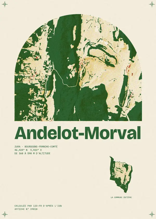 Affiche de Andelot-Morval, calculée par 123-fr d'après l'IGN