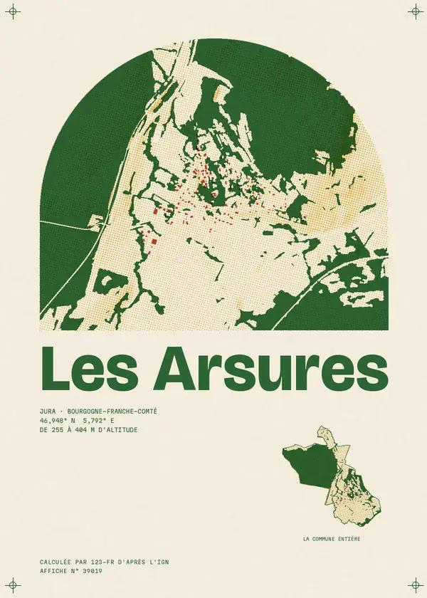 Affiche de Les Arsures, calculée par 123-fr d'après l'IGN
