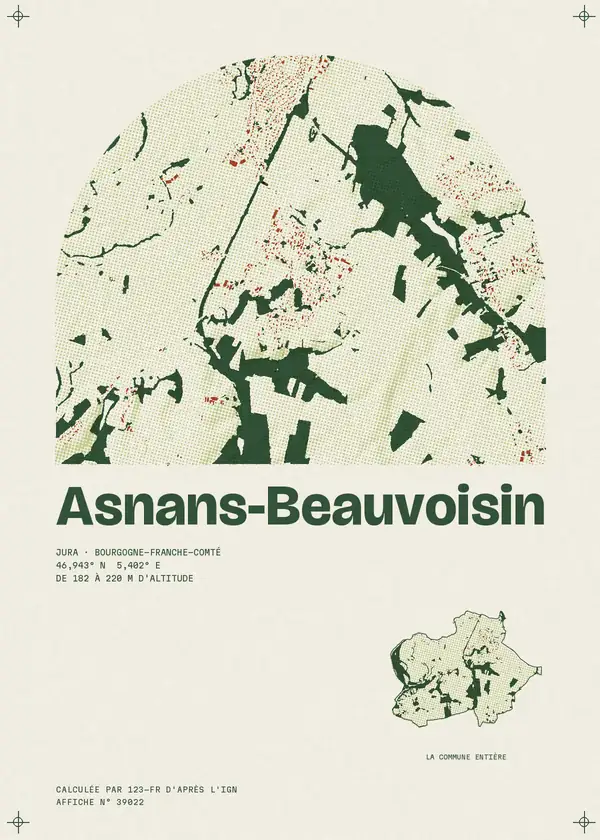 Affiche de Asnans-Beauvoisin, calculée par 123-fr d'après l'IGN