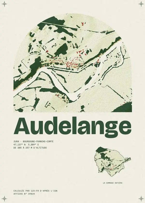 Affiche de Audelange, calculée par 123-fr d'après l'IGN