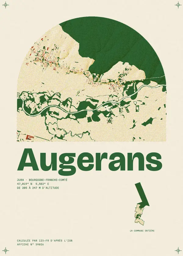 Affiche de Augerans, calculée par 123-fr d'après l'IGN