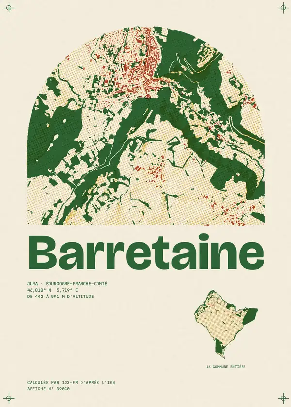 Affiche de Barretaine, calculée par 123-fr d'après l'IGN