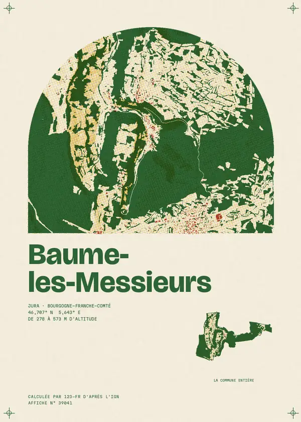 Affiche de Baume-les-Messieurs, calculée par 123-fr d'après l'IGN