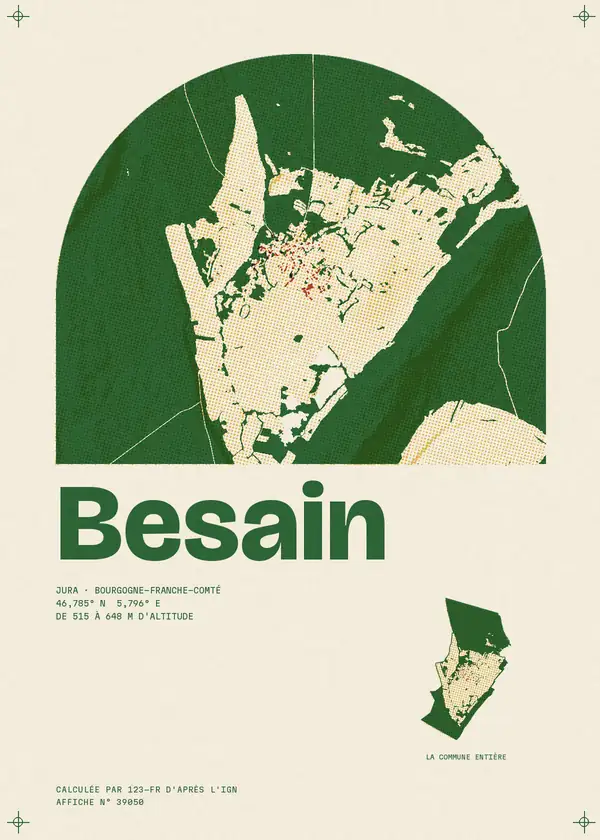 Affiche de Besain, calculée par 123-fr d'après l'IGN