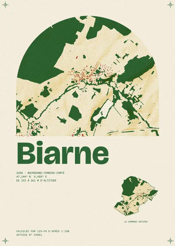 Affiche de Biarne, calculée par 123-fr d'après l'IGN