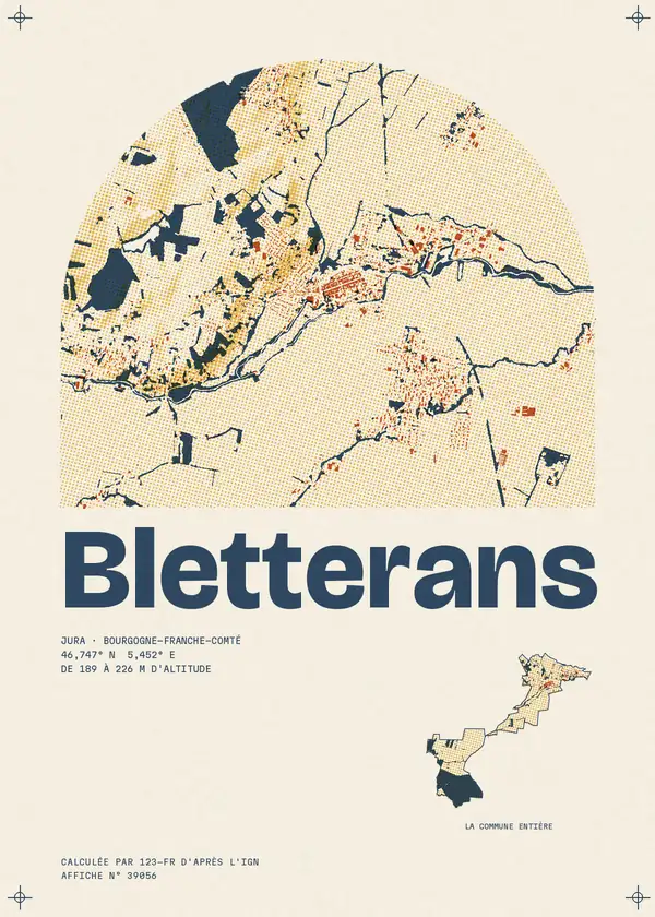Affiche de Bletterans, calculée par 123-fr d'après l'IGN