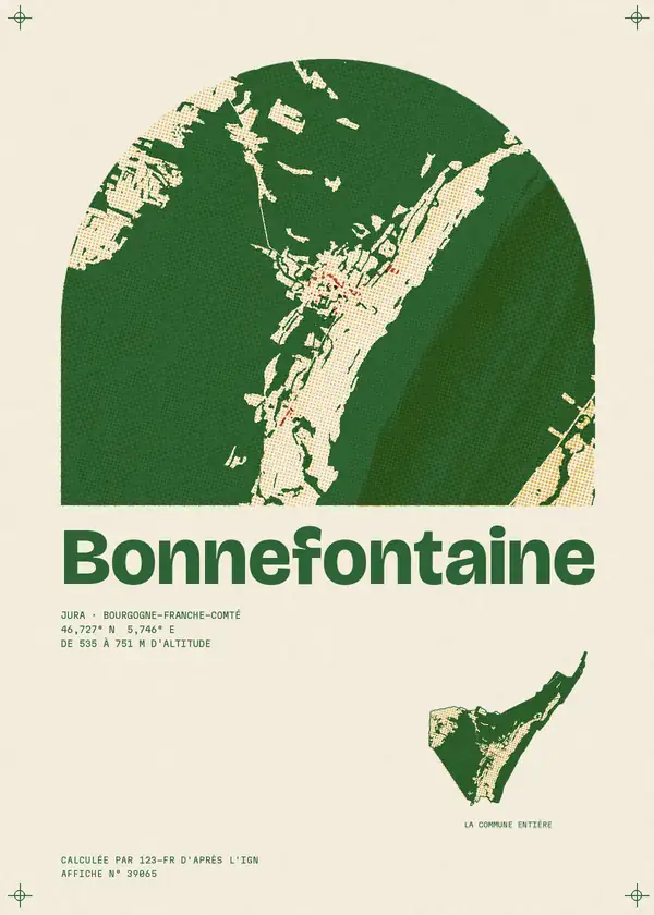 Affiche de Bonnefontaine, calculée par 123-fr d'après l'IGN