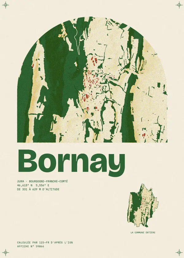 Affiche de Bornay, calculée par 123-fr d'après l'IGN