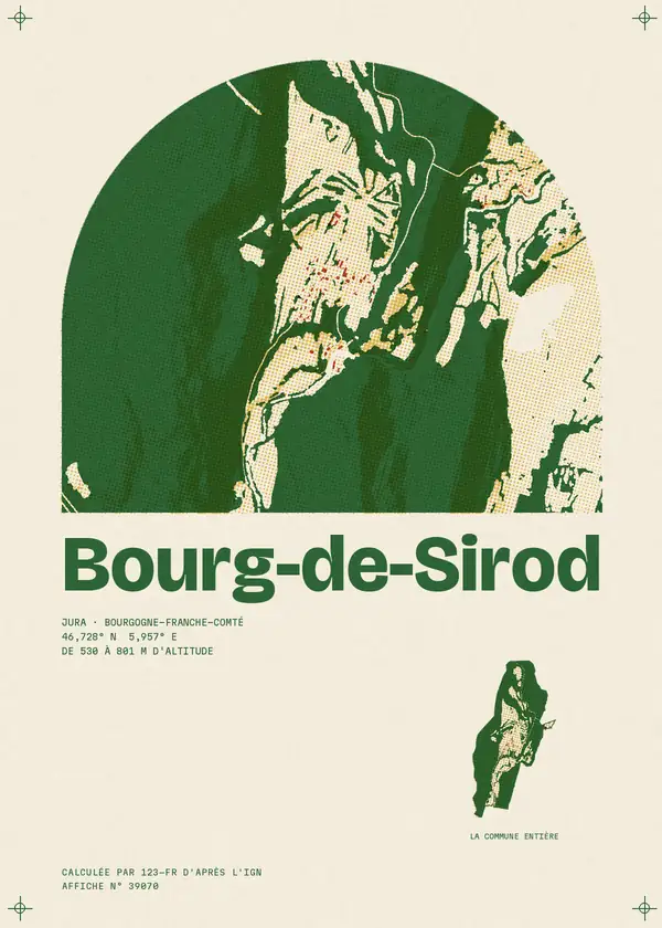 Affiche de Bourg-de-Sirod, calculée par 123-fr d'après l'IGN