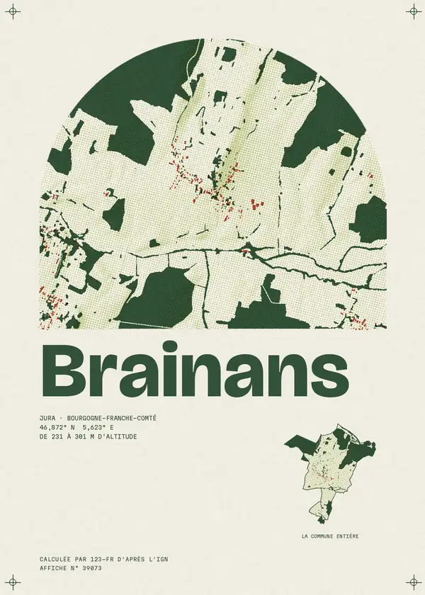 Affiche de Brainans, calculée par 123-fr d'après l'IGN
