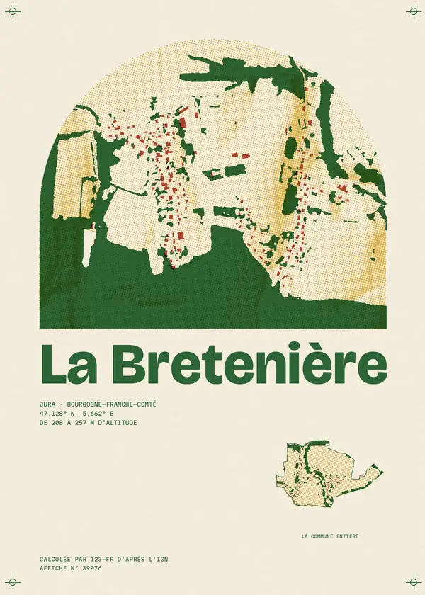 Affiche de La Bretenière, calculée par 123-fr d'après l'IGN