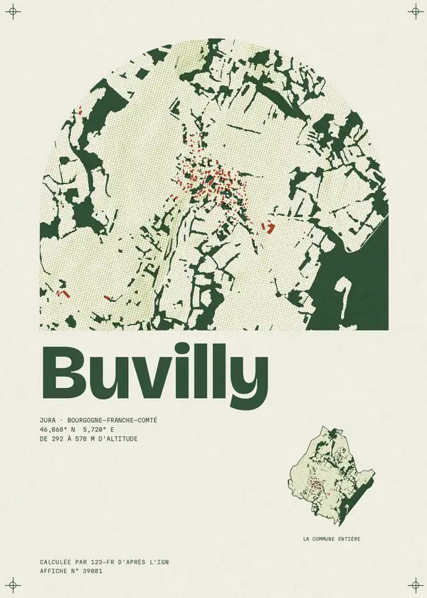 Affiche de Buvilly, calculée par 123-fr d'après l'IGN