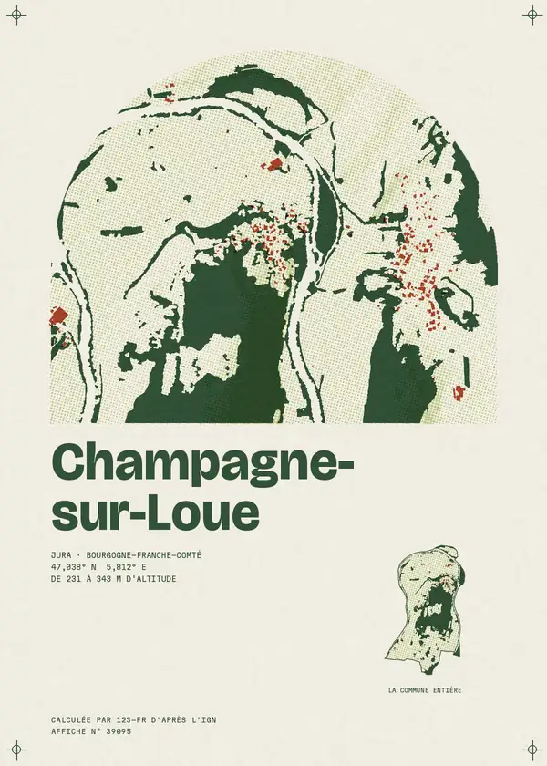 Affiche de Champagne-sur-Loue, calculée par 123-fr d'après l'IGN