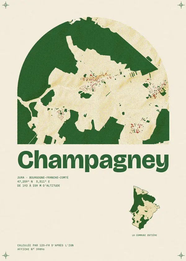 Affiche de Champagney, calculée par 123-fr d'après l'IGN