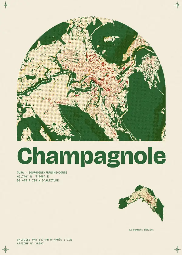 Affiche de Champagnole, calculée par 123-fr d'après l'IGN