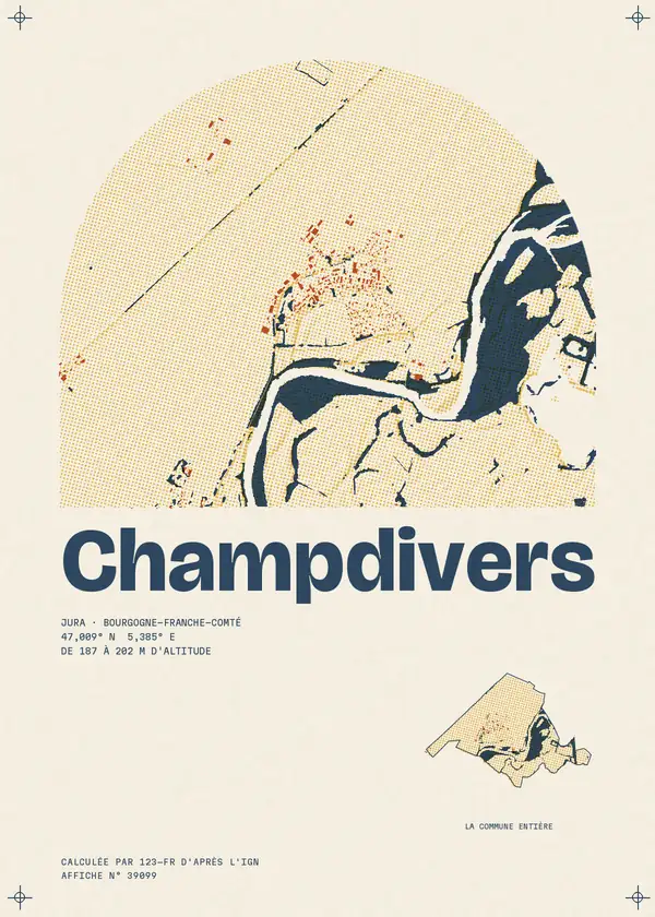 Affiche de Champdivers, calculée par 123-fr d'après l'IGN
