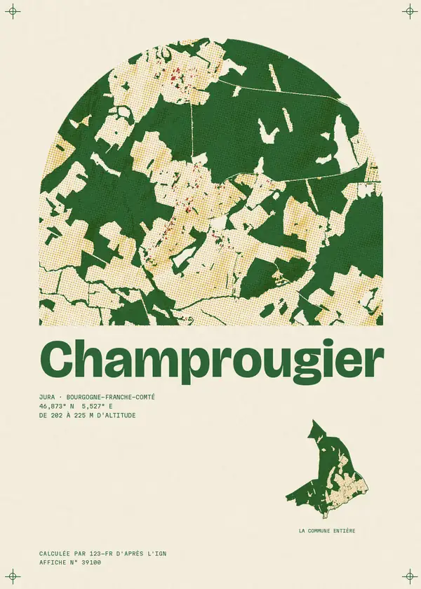 Affiche de Champrougier, calculée par 123-fr d'après l'IGN
