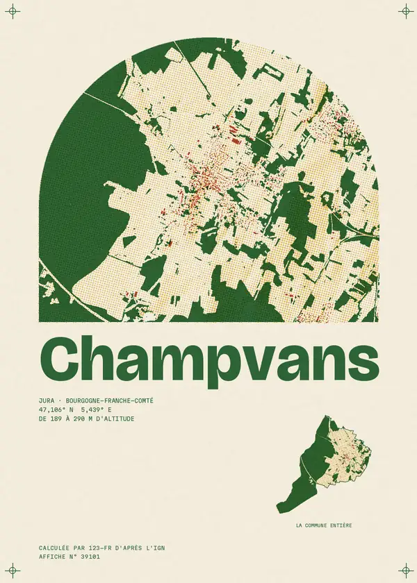 Affiche de Champvans, calculée par 123-fr d'après l'IGN